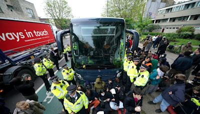 Arrests made as protesters block coach taking asylum seekers to Bibby Stockholm