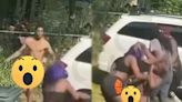 All Hell Broke Loose: Chick Caught Her Babyfather Clapping His Sneaky Link In Their Car Behind Their House And She...