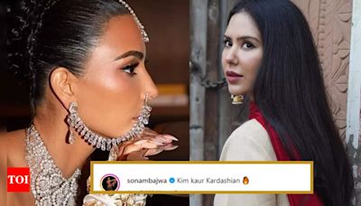Sonam Bajwa reacts to Kim Kardashian's Ambani Wedding look, calls her 'Kim Kaur Kardashian' | - Times of India