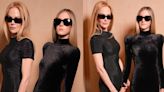 ...Daughter Sunday Rose Coordinate in Black Dresses and Sunglasses for Balenciaga Fall 2024 Couture Show During Paris Fashion Week