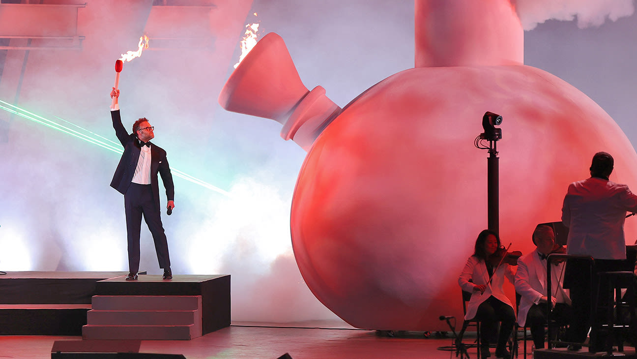 Seth Rogen Lights Giant Bong at Hollywood Bowl Show, Joking, “Weed’s Legal, What Am I Trying to Prove?”