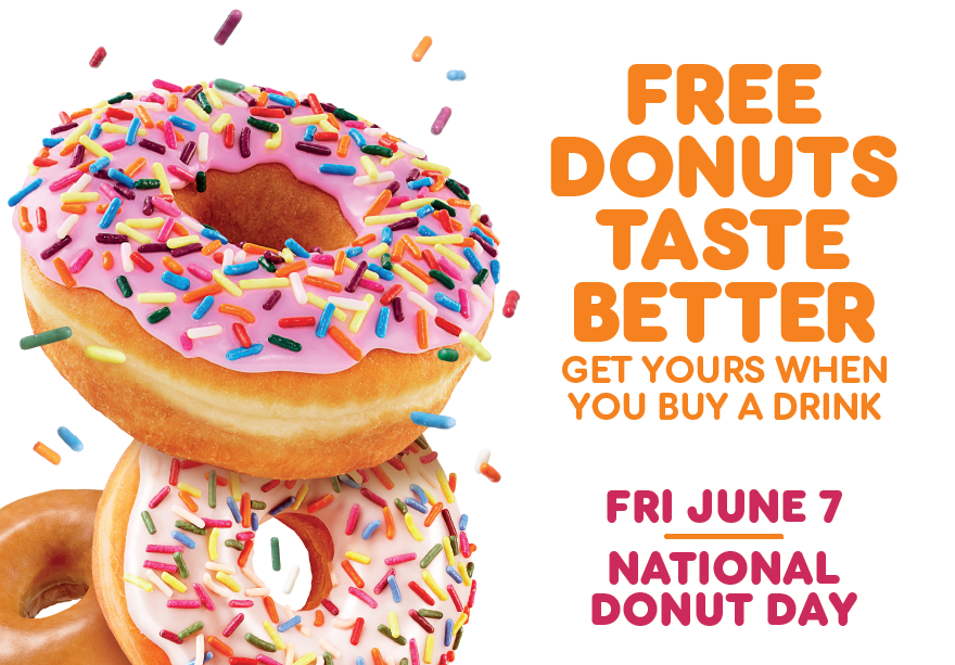 Dunkin Donuts free donut day for customers starts on Friday June 7