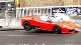 Watch: Dragons’ Den winner narrowly misses jogger as he crashes Ferrari