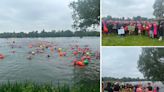 Hundreds of swimmers turn out at lakes across the UK to protest sewage being pumped into British waterways