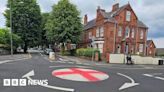 Ilkeston roundabout painted like England flag