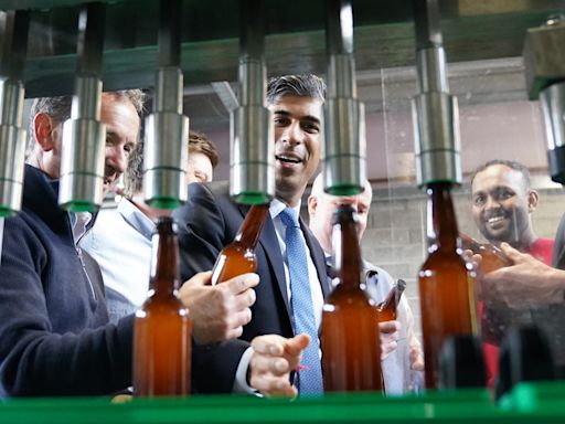 Rishi Sunak scores own goal at Welsh brewery with gaffe over national team’s Euros absence