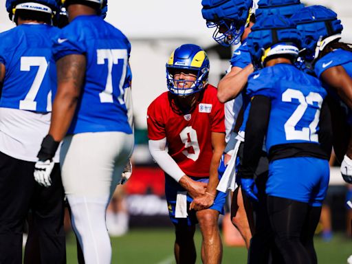 Observing Rams QB Matthew Stafford through an entire practice — his first in pads of 2024