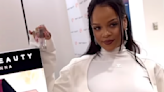 Rihanna Wore a Form-Fitting White Maternity Turtleneck and Low-Rise Skirt to Celebrate Fenty Beauty Release