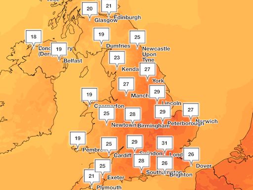 Maps show where in the UK temperatures will soar to 30C this week