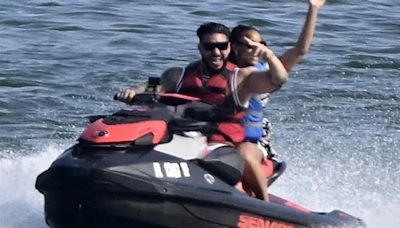 Mike 'The Situation' Sorrentino and DJ Pauly D ride jet skis in Miami as Jersey Shore cast films Family Vacation on a yacht