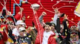 Patrick Mahomes and Travis Kelce Chug Beers and Take Shots at Chiefs Super Bowl Victory Parade