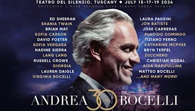 Andrea Bocelli celebra tres décadas musicales junto a Laura Pausini, Tiziano Ferro o Christian Nodal