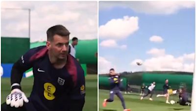 Video: Tom Heaton makes two impressive saves in England training