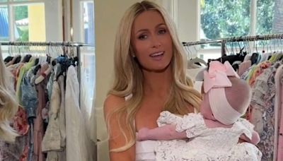 Paris Hilton jokes that her 5-month-old daughter could use a spray tan during their photo shoot