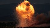 Dramatic moment fireworks factory explodes & is engulfed in huge fireball