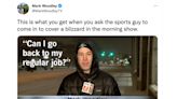 'Can I go back to my regular job?': KWWL sports reporter Mark Woodley goes viral for begrudging blizzard coverage