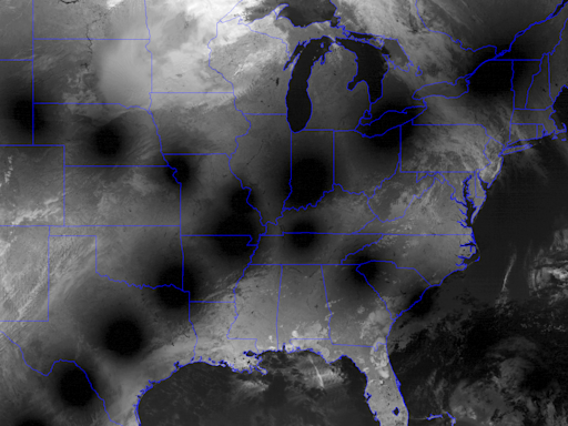 Satellite images overlay 2024 and 2017 total solar eclipses sweeping across US