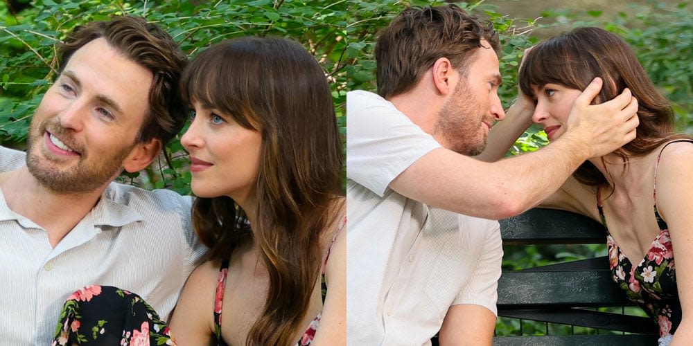 Chris Evans & Dakota Johnson Share Sweet Embrace on ‘Materialists’ Set