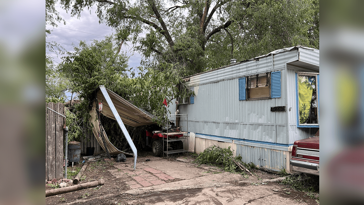 Topeka family house split in half by tree