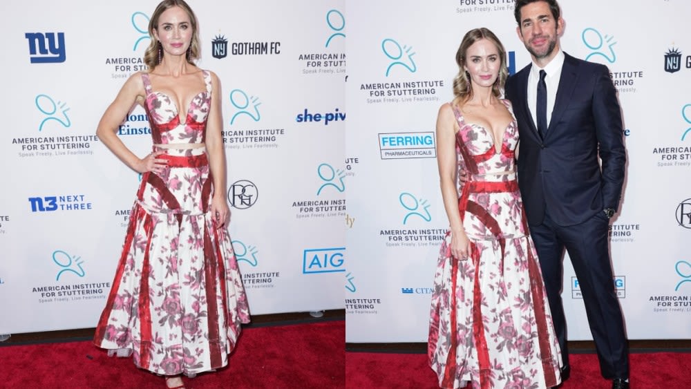 Emily Blunt Continues Her Pattern Streak in Structured Erdem Two-piece Set at the American Institute for Stuttering’s 18th Annual Gala