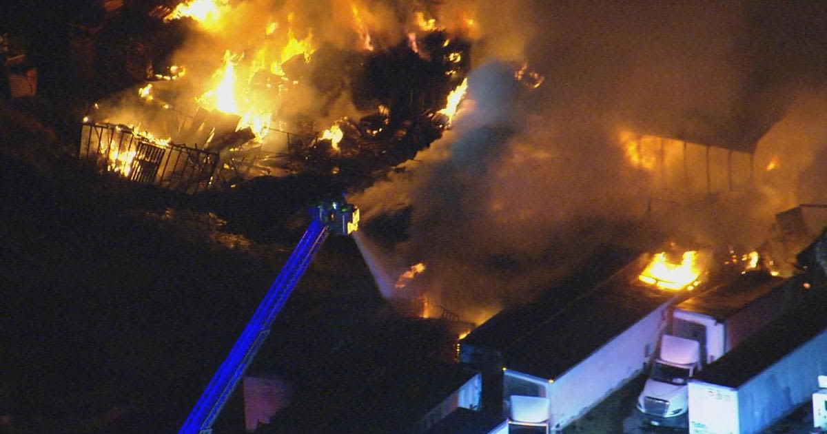 Fire breaks out at pallet yard in Burlington County, New Jersey