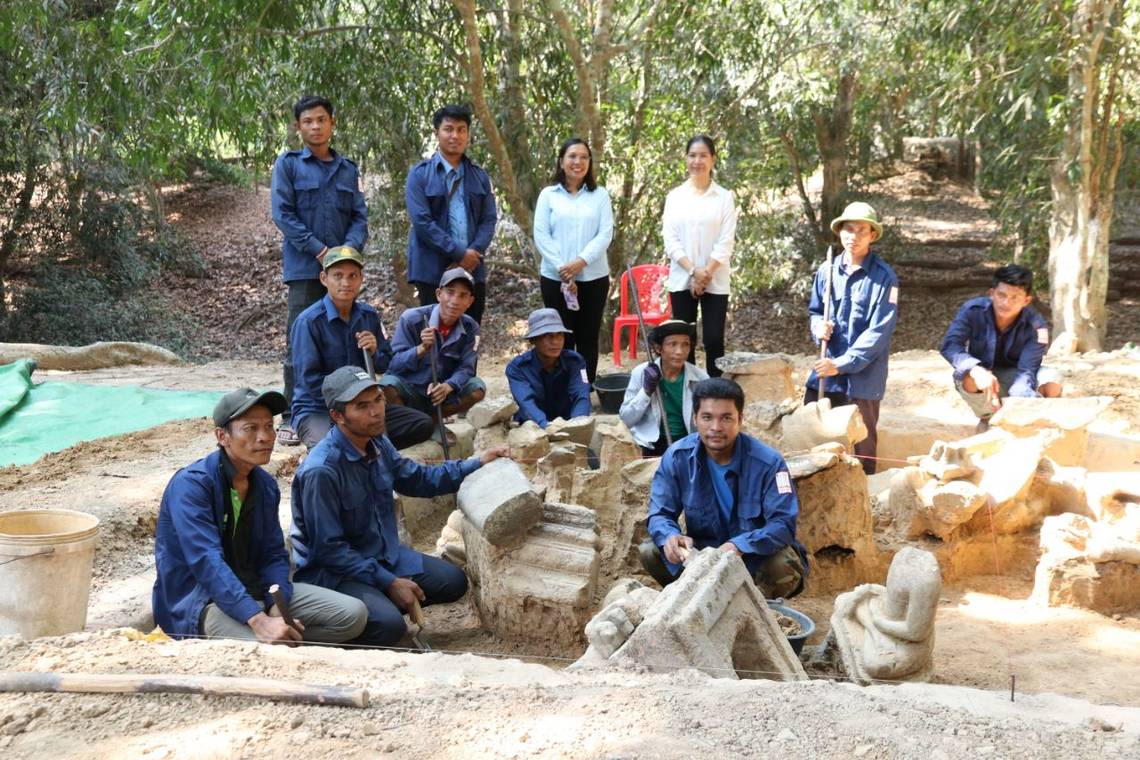 Workers cleaning up dirt at 800-year-old temple uncover dozens of ancient statues