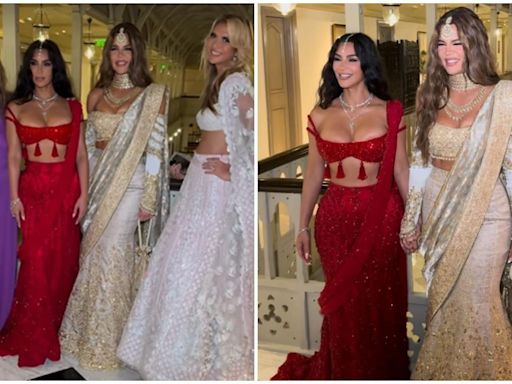 Kim Kardashian and Khloe Kardashian go desi in dazzling lehenga-sarees Radhika-Anant Ambani wedding