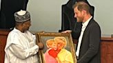 Prince Harry Gifted Special Paintings Honoring Princess Diana and His Wedding Day on Solo Outing in Nigeria