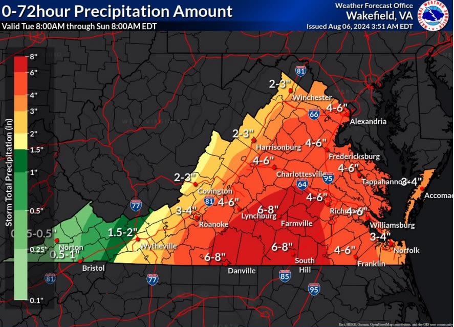 State of emergency declared in Virginia ahead of Tropical Storm Debby