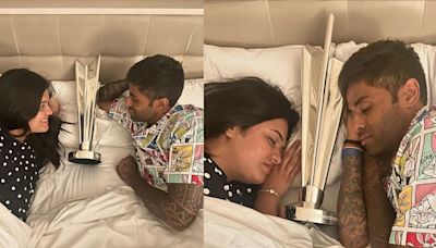 Viral Pics: Suryakumar Yadav And Wife Devisha Shetty Sleep With T20 WC Trophy After India's Triumph