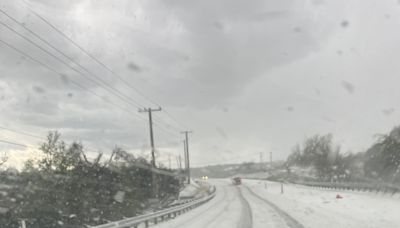 Hail as thick as snow blankets Central Texas roads