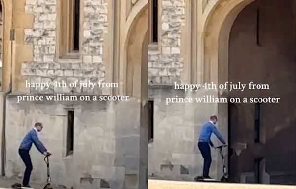 Fans delight at viral video of Prince William riding an electric scooter around Windsor Castle