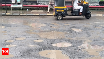 Activists demand action against contractor after potholes appear on road repaired for Rs 3 crore | Navi Mumbai News - Times of India