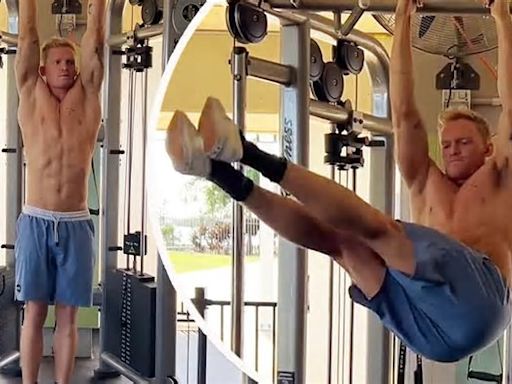 Cody Simpson shows off his ripped physique while performing impressive exercise at the gym - as his Olympic dream hangs in the balance