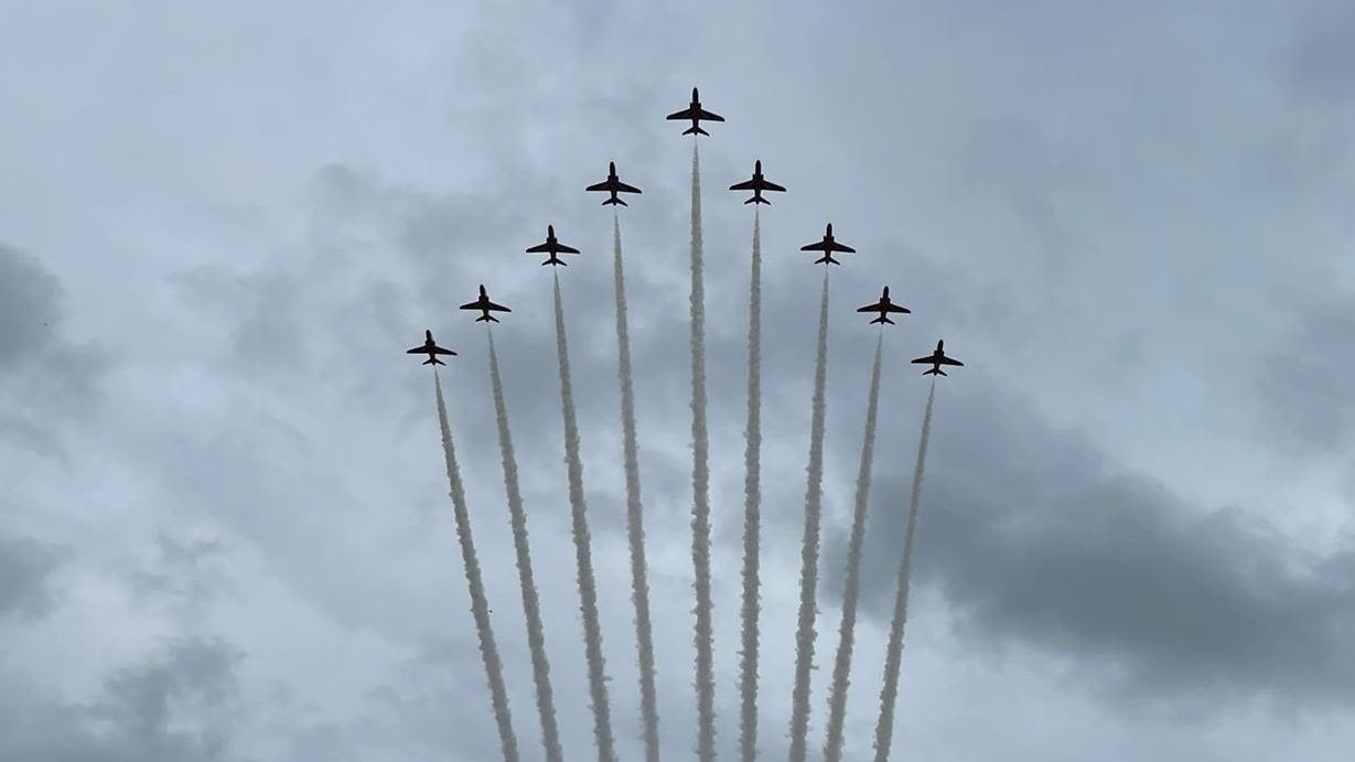 Cheers as Red Arrows fly over school's summer fair