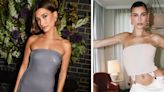 Hailey Bieber Wore a Silver Bodycon Dress and Corset With Suspenders in London