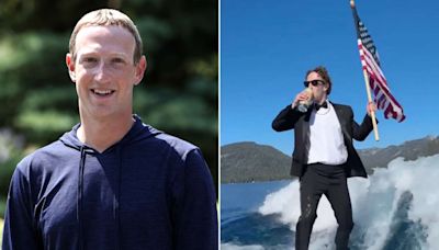 Mark Zuckerberg Flies U.S. Flag While Surfing in Tux and Sipping from Can: 'Happy Birthday, America!'