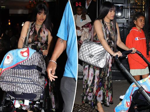 Cardi B and Offset push son Wave in a $4,900 Dior stroller during family outing in Paris