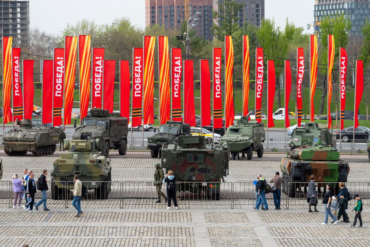 Putin puts captured British armoured cars and American tanks on display after they were captured in Ukraine