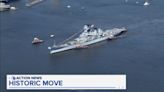 Battleship New Jersey arrives at Paulsboro Marine Terminal; will head next to Philadelphia Navy Yard