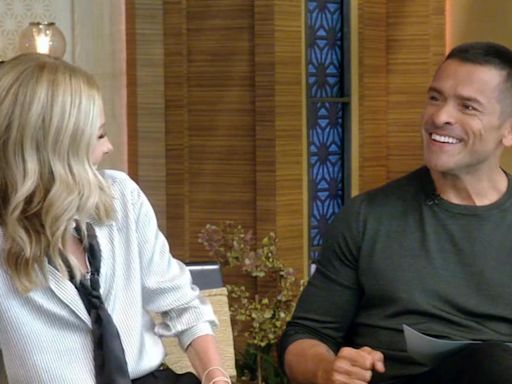 Kelly Ripa embarrassed by Mark Consuelos quoting 'The Outsiders' to Ralph Macchio on 'Live': "Please do not"