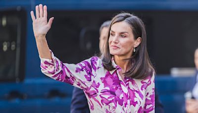 Queen Letizia of Spain wears vibrant floral print dress in Barcelona