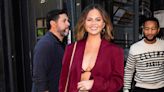 Chrissy Teigen Wore a Berry Crochet Bra as a Top in New York City