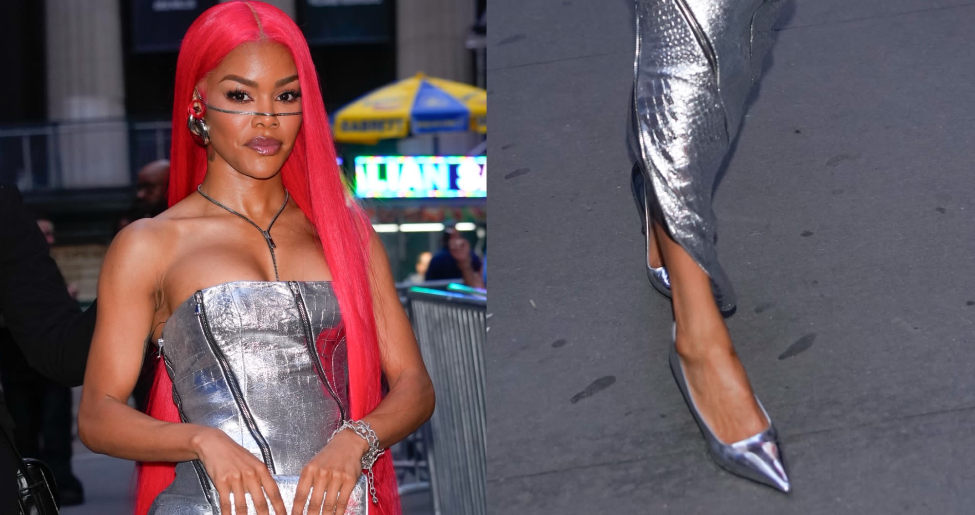 Teyana Taylor Shines in Futuristic Pumps and Metallic Bodycon Dress at MAC’s Viva Glam Billion Dollar Ball