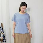 Hana-Mokuba花木馬日系女裝圓領針梭織拼接蕾絲花邊氣質T恤_米白/淺藍