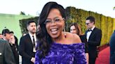 Oprah Winfrey Goes Regal in Purple Manolo Blahnik Satin D’Orsay Pumps at Golden Globes 2024