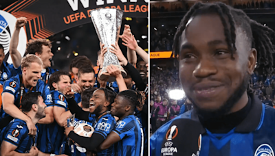 Lookman reacts after making history in Atalanta's Europa League final win
