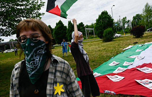 Pro-Palestinian protesters disrupt Auschwitz remembrance march