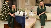 Hilary Duff Puts Festive Spin on Monochromatic Dressing in Green LaPointe Sweater and Matching Pants for Below 60° Launch