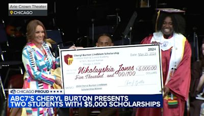 ABC7's Cheryl Burton gifts $5K scholarships to two Lindblom Math and Science Academy graduates